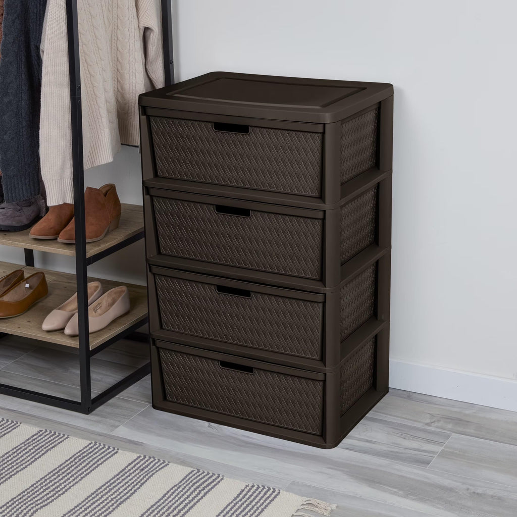 Brown 4 Drawer Plastic Storage Organizer H524331