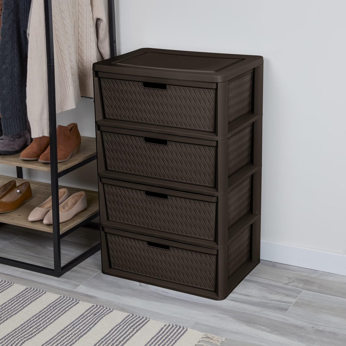 Brown 4 Drawer Plastic Storage Organizer H524331