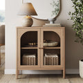Modern Farmhouse Storage Cabinet with Glass Doors and Adjustable Shelf M4353