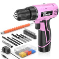 12V Cordless Drill Set with Battery & Charger, 180 In-lbs Torque, 3/8" Keyless Chuck, Pink Q5788