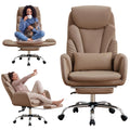 Cross Legged Office Chair with Flip Armrest and Footrest Brown O2540