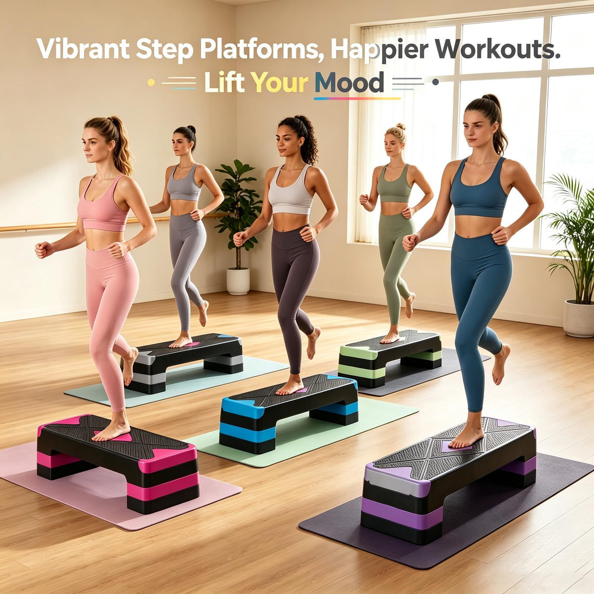 28-Inch Height Adjustable Aerobic Step Platform with 4 Risers H51788