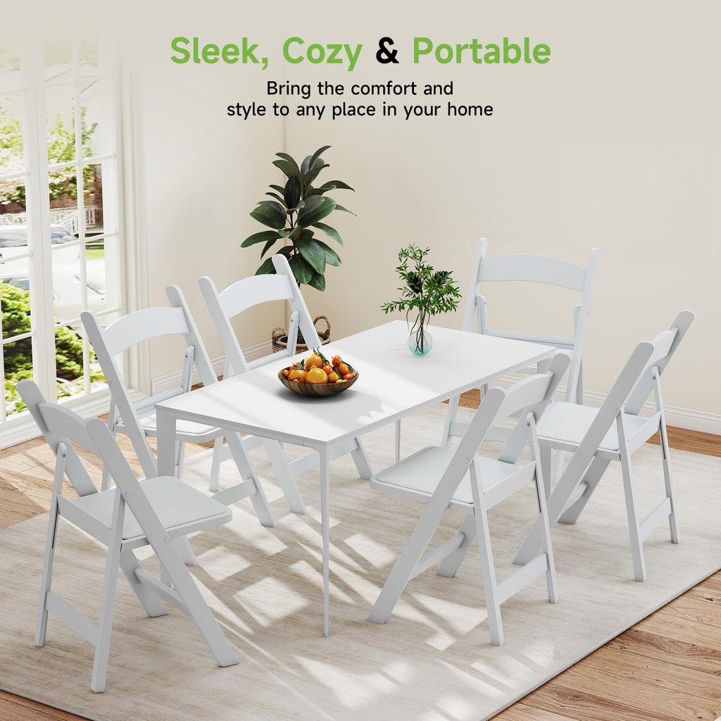 White Resin Folding Chairs with Cushion, 10 Pack S449303