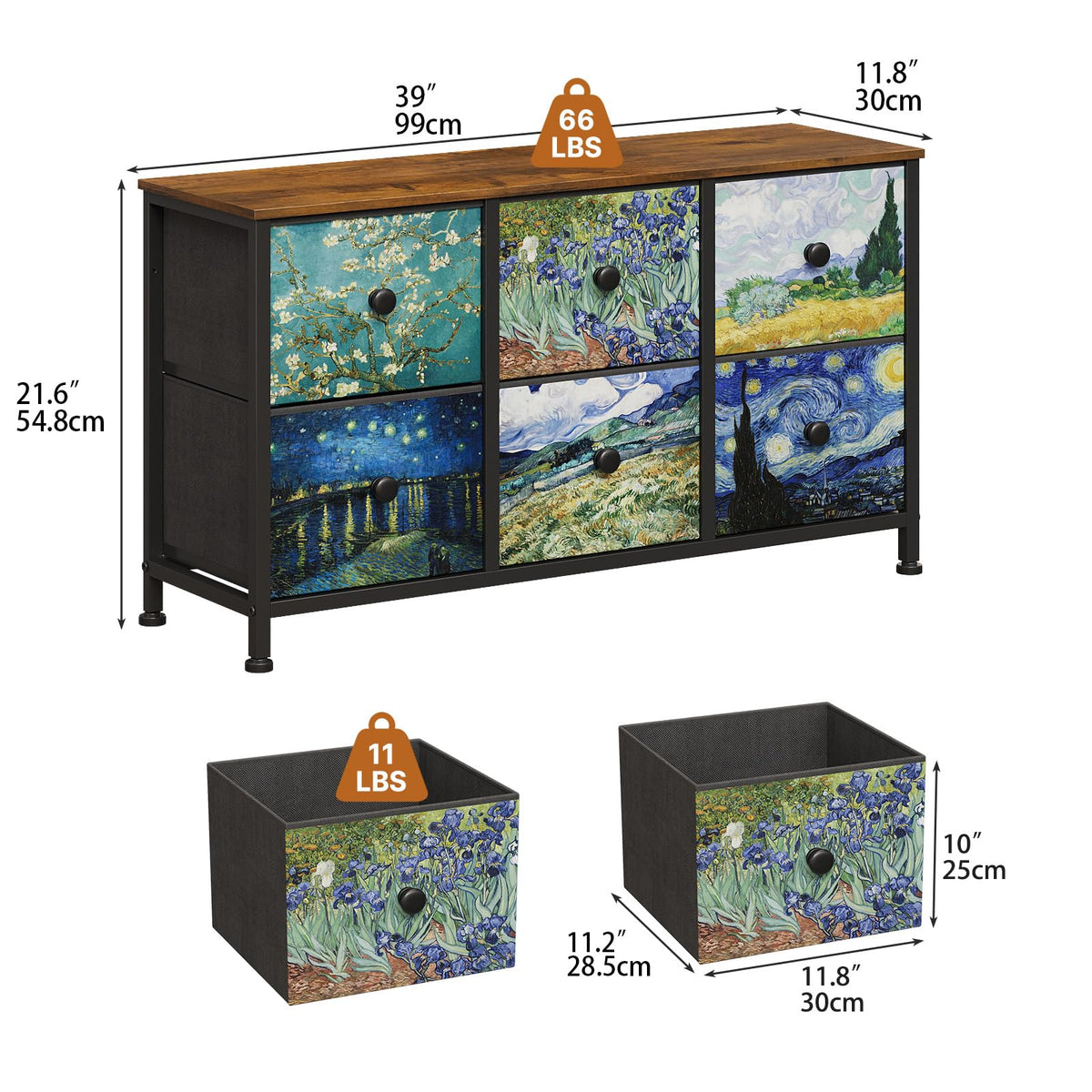 6 Drawer Dresser with Fabric Storage Drawer D2707