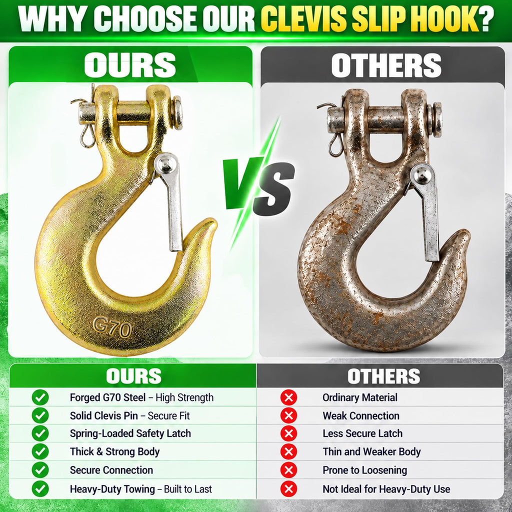 3/8" Chain Hooks, 2-Pack Heavy-Duty Clevis Slip Hook J13422