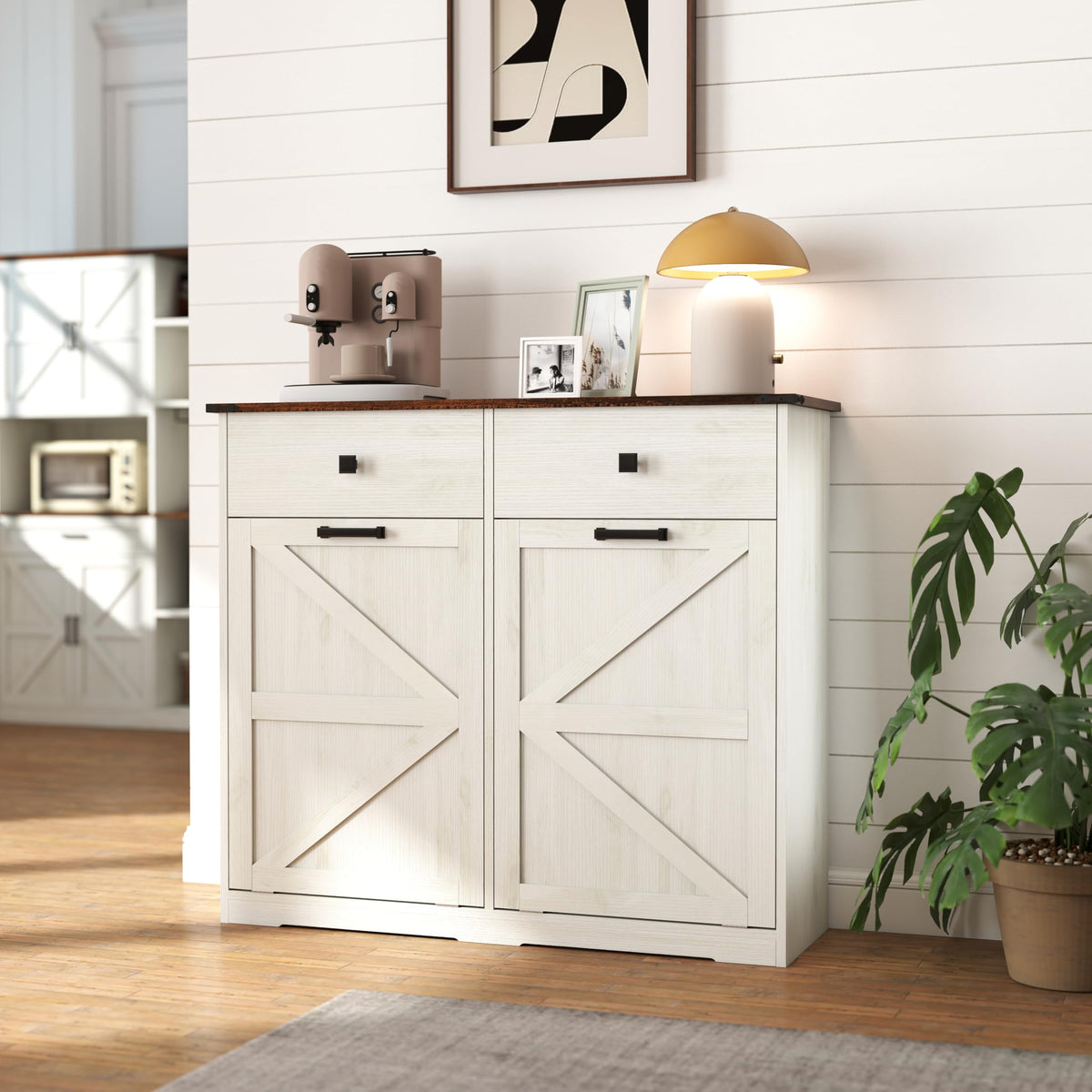 20 Gallon Double Tilt Out Kitchen Trash Can with Hideaway Drawer L401063