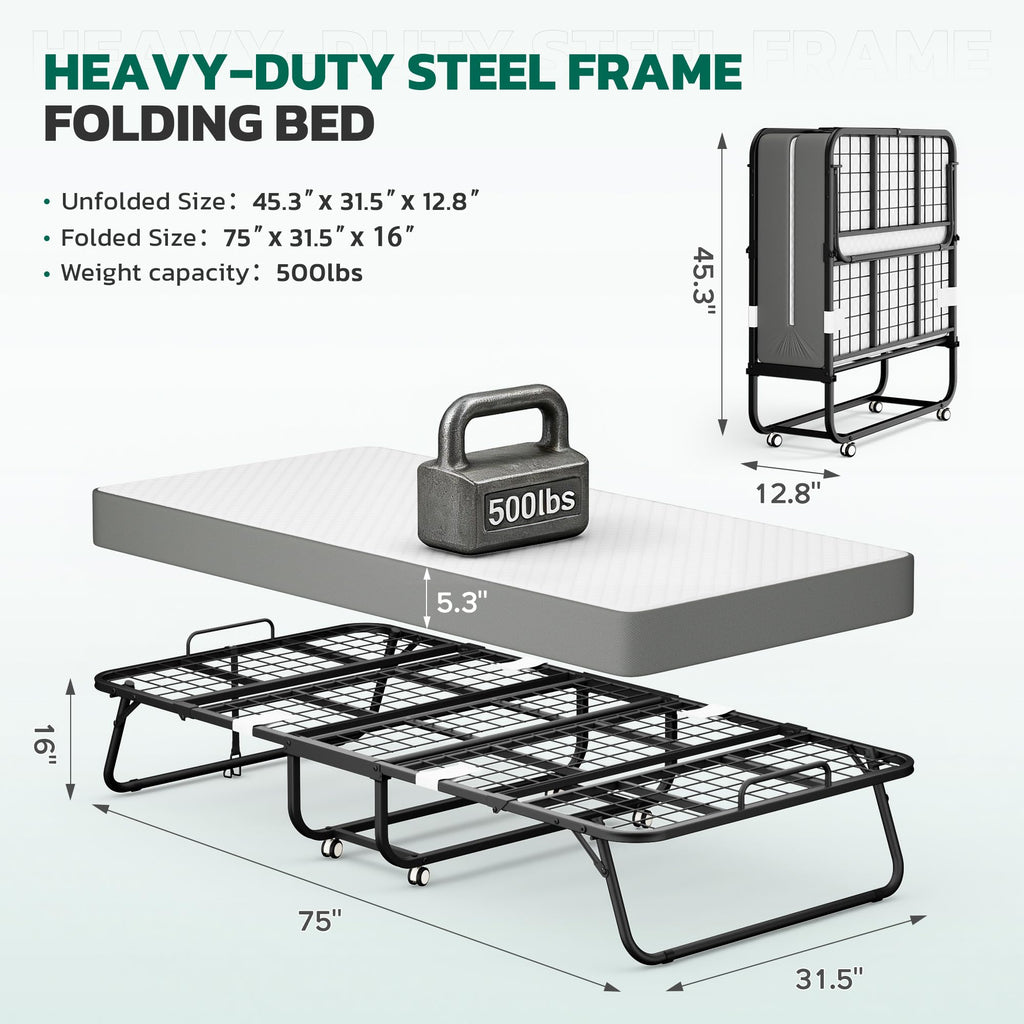 Folding Bed with 5" Memory Foam D230