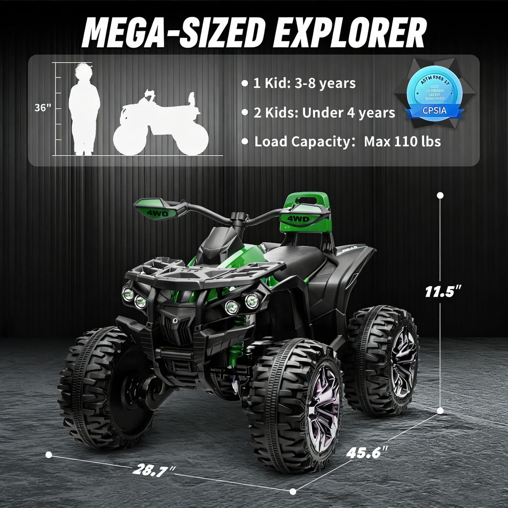 Green 24V 4 Wheeler ATV with Remote Control V773