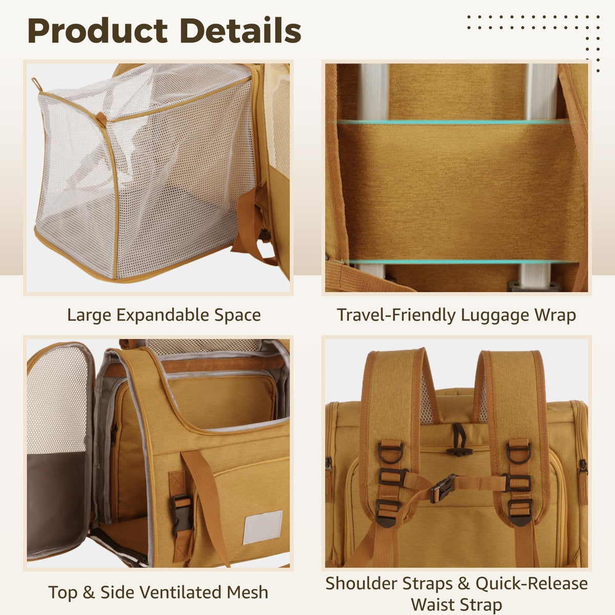 Expandable Pet Backpack Carrier with Ventilated Mesh Top Y896