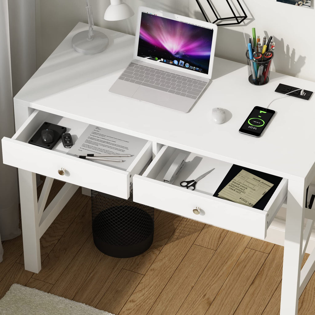 39.4 Inches Computer Desk with 2 Drawers U95131