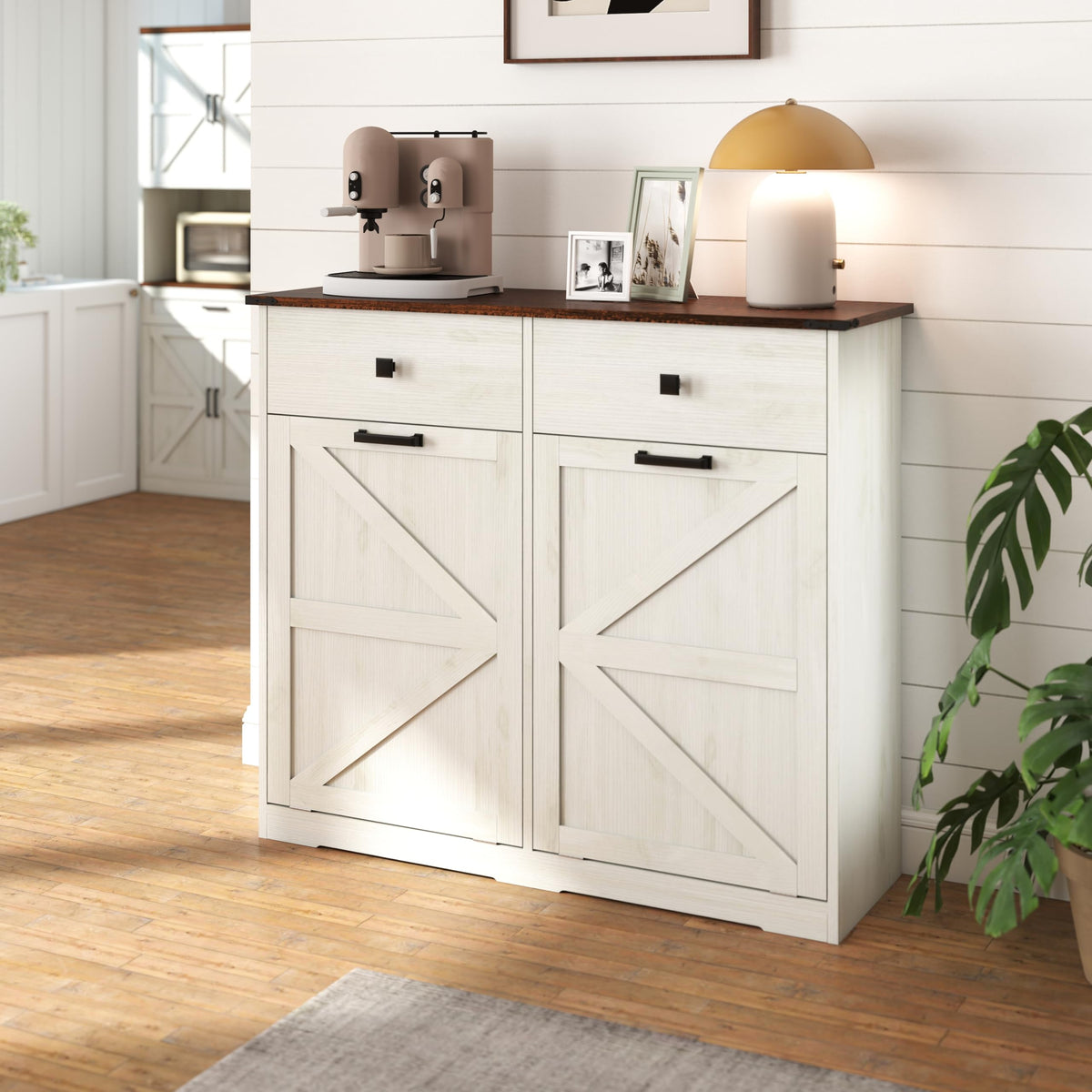 20 Gallon Double Tilt Out Kitchen Trash Can with Hideaway Drawer L401063