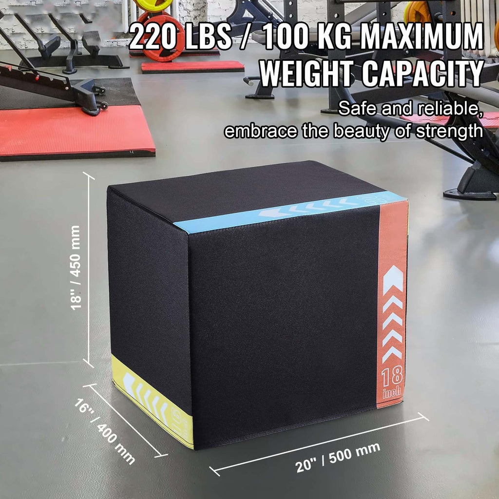 20/18/16 Inch Black Anti-Slip Plyo Box D805