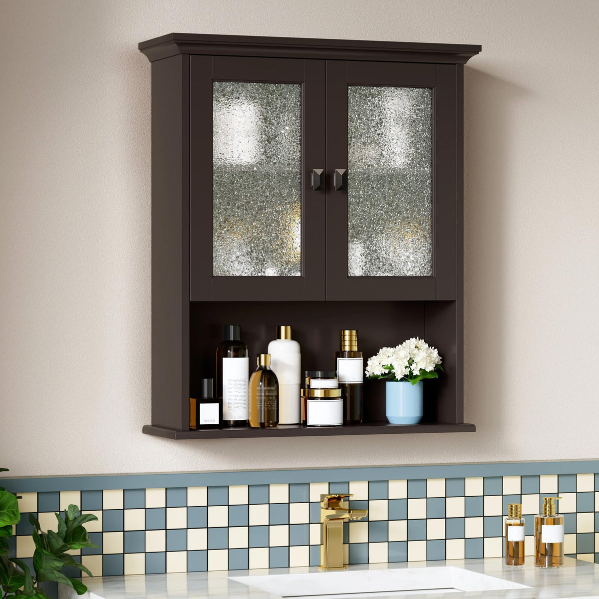 Wall Mount Bathroom Cabinet with Glass Door D75065