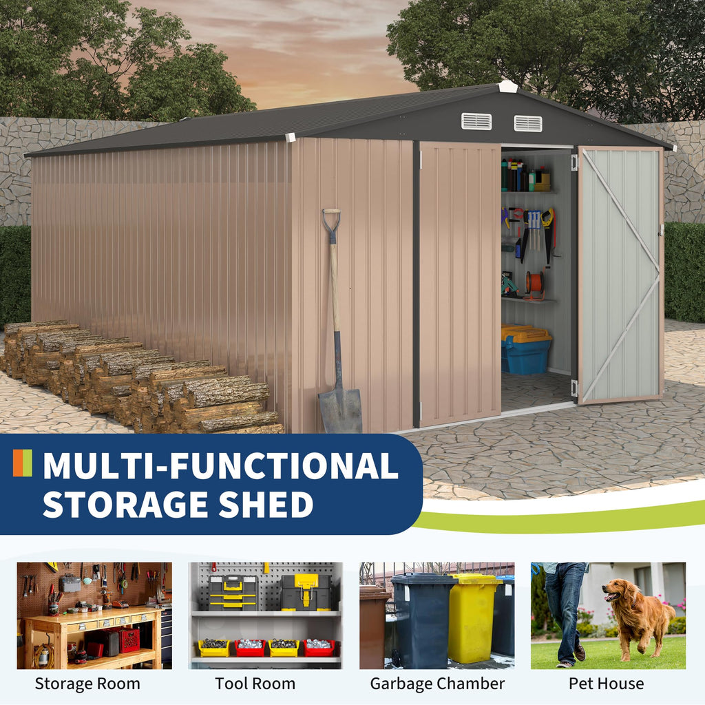 10x14 ft Metal Outdoor Storage Shed B1310