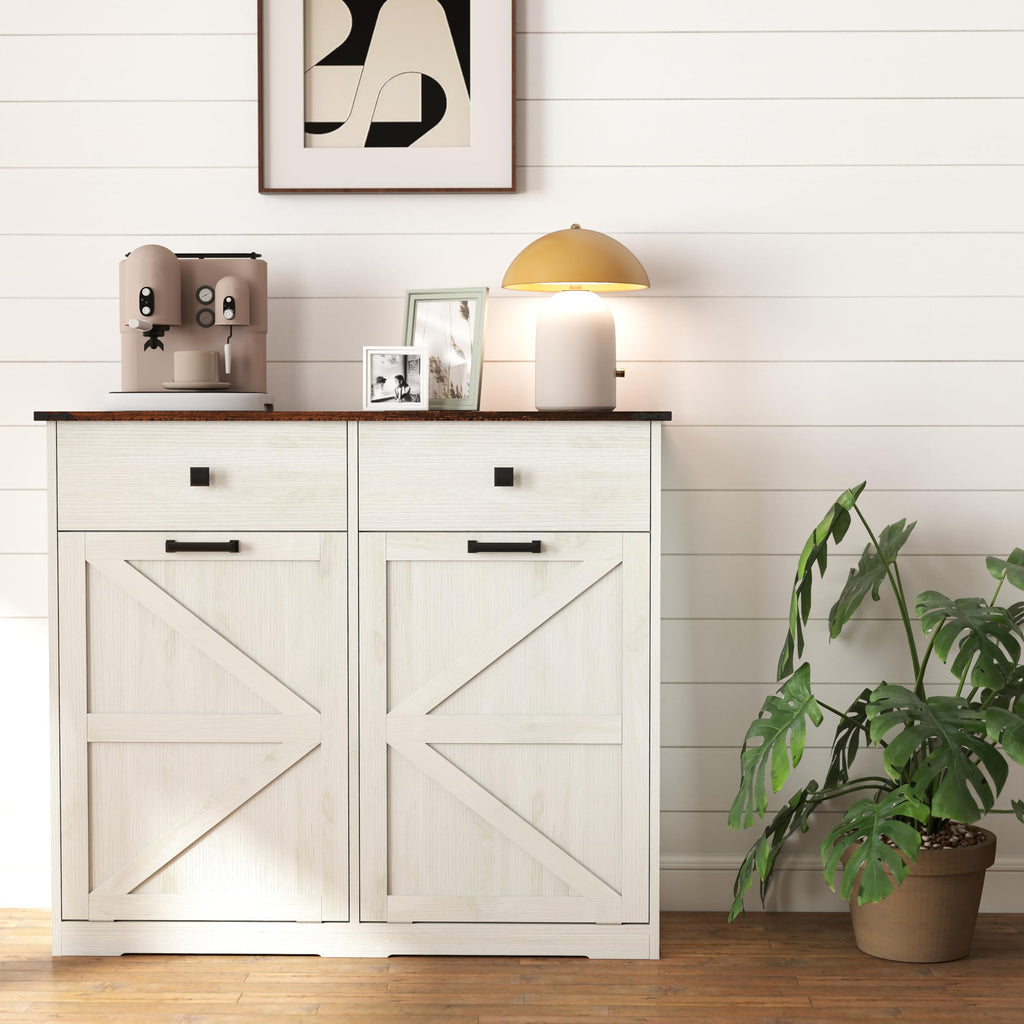 20 Gallon Double Tilt Out Kitchen Trash Can with Hideaway Drawer L401063