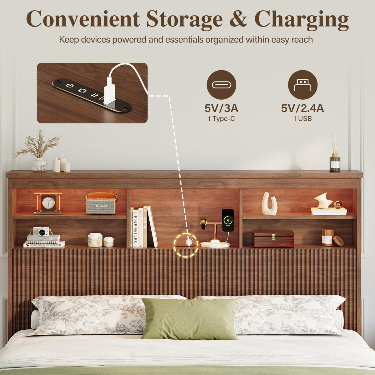 King Size Bed Frame with 4 Storage Drawers N6275