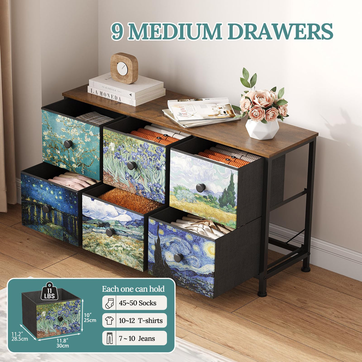 6 Drawer Dresser with Fabric Storage Drawer D2707