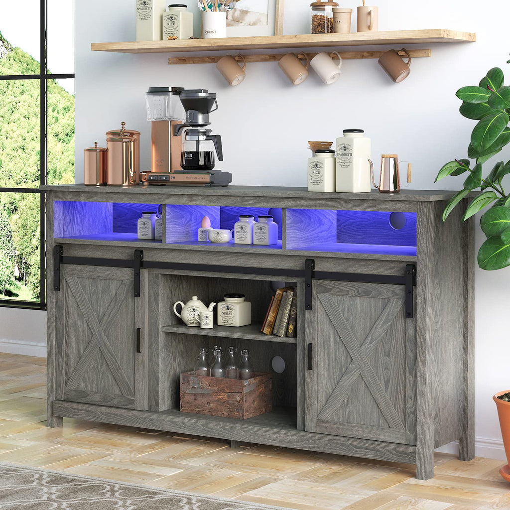 Wash Grey Wooden TV Stand with Sliding Barn Door X9189