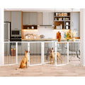 120" x 32" Foldable Freestanding Extra Wide Dog Gate with Door, White T11099
