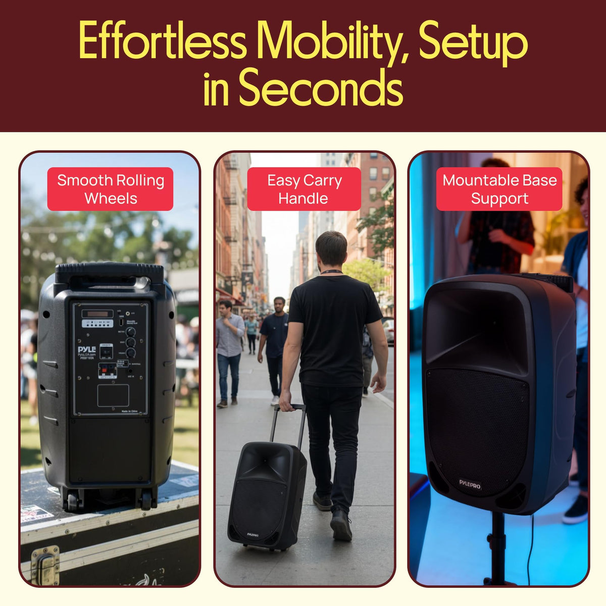 1000W Portable Bluetooth PA Speaker with 10'' Subwoofer and Wireless Mic A152