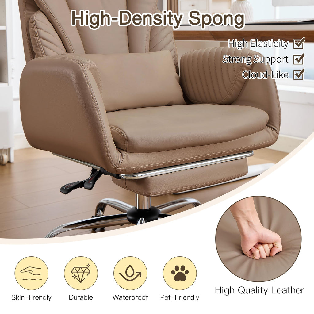 Cross Legged Office Chair with Flip Armrest and Footrest Brown O2540