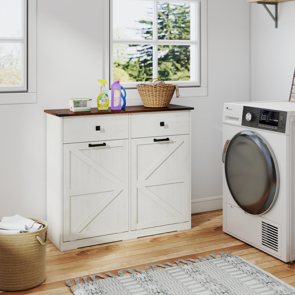 20 Gallon Double Tilt Out Kitchen Trash Can with Hideaway Drawer L401063