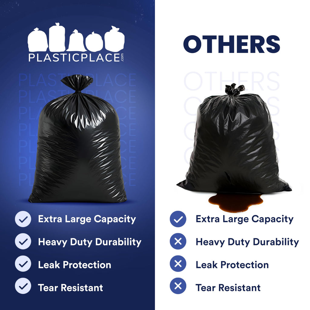 95-96 Gallon Heavy Duty 1.5 Mil Black Trash Bags 25 Count V911