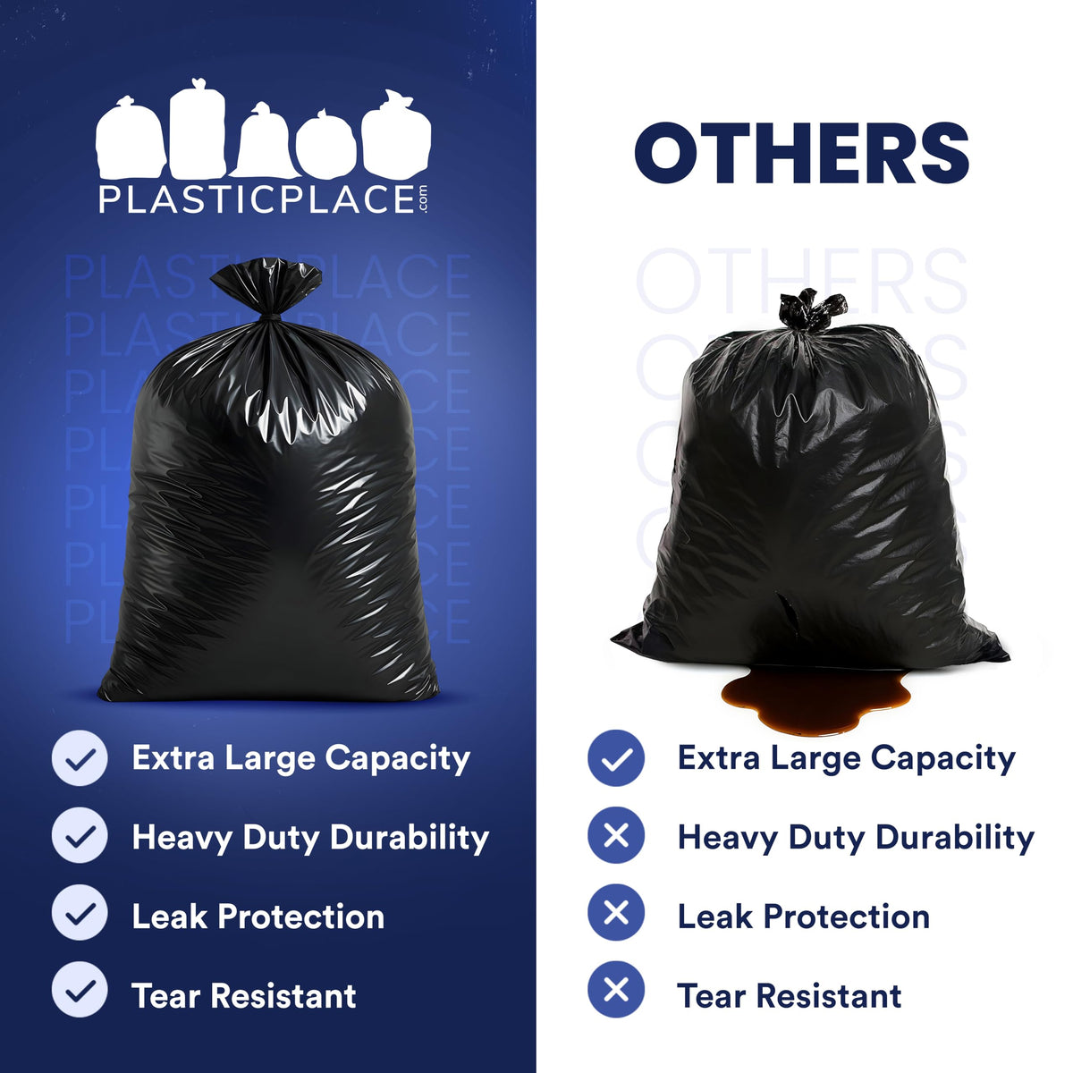 95-96 Gallon Heavy Duty 1.5 Mil Black Trash Bags 25 Count V911