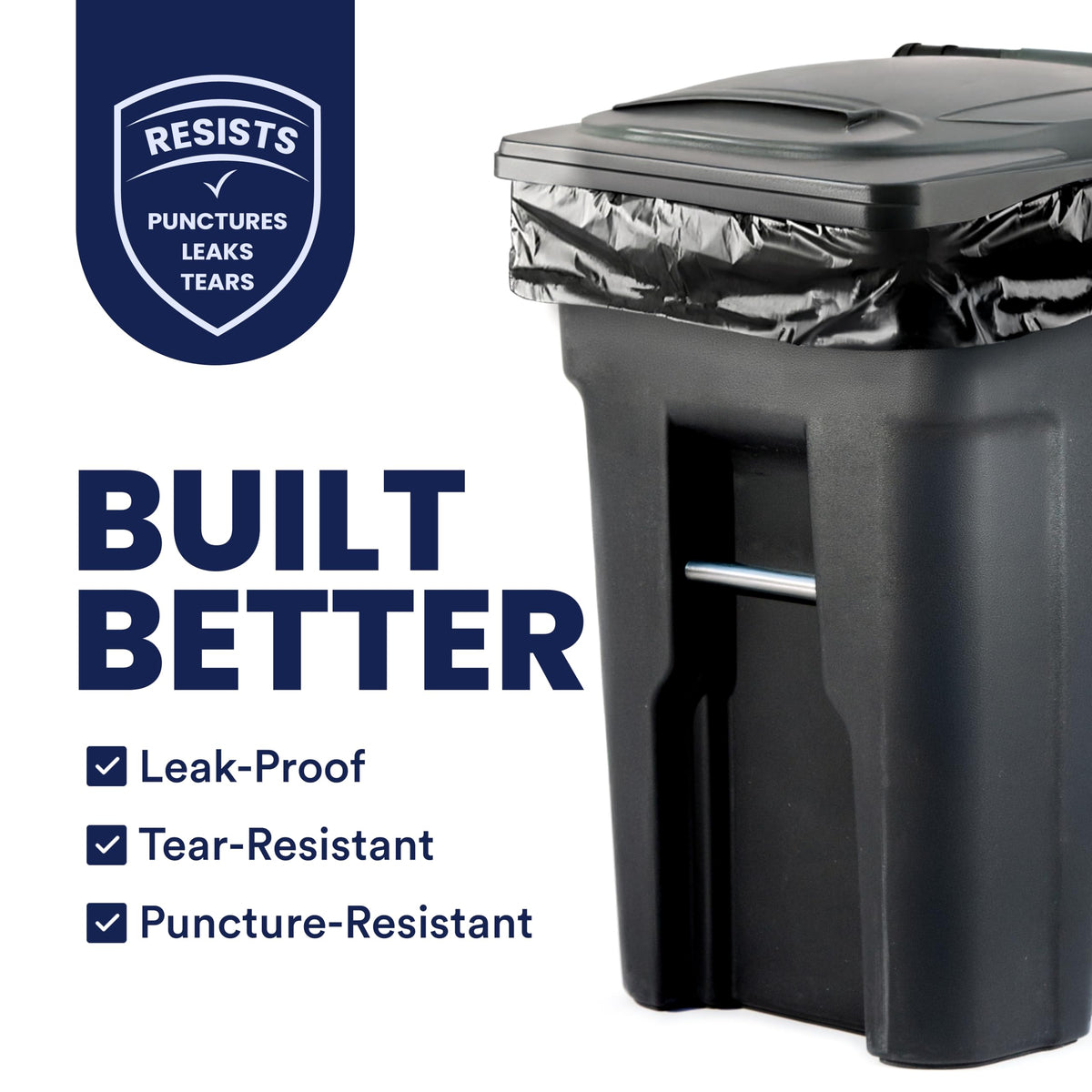 95-96 Gallon Heavy Duty 1.5 Mil Black Trash Bags 25 Count V911
