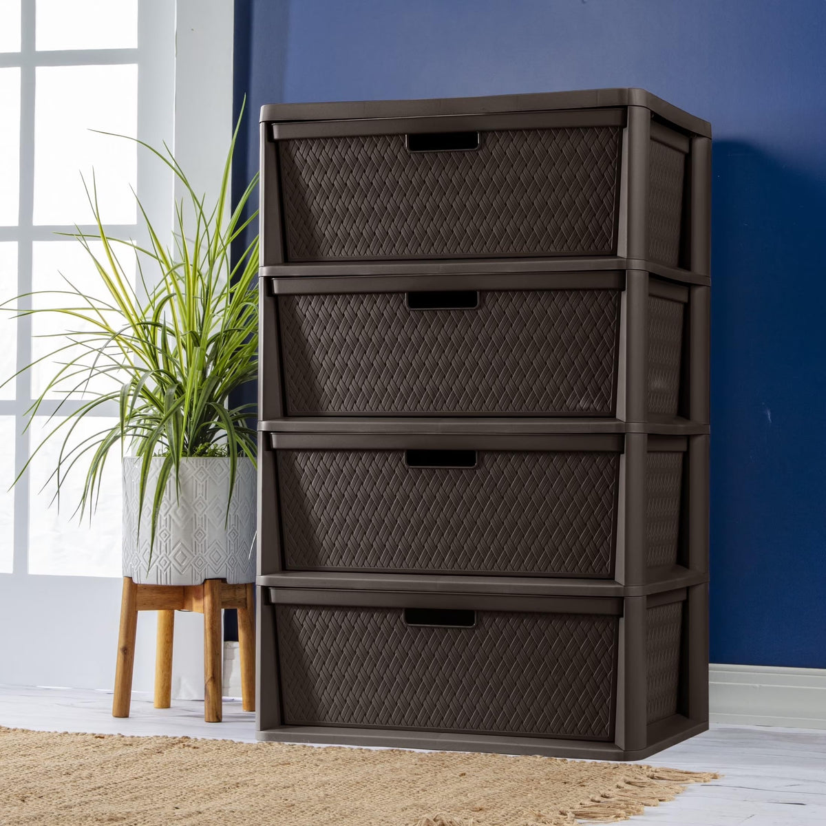 Brown 4 Drawer Plastic Storage Organizer H524331