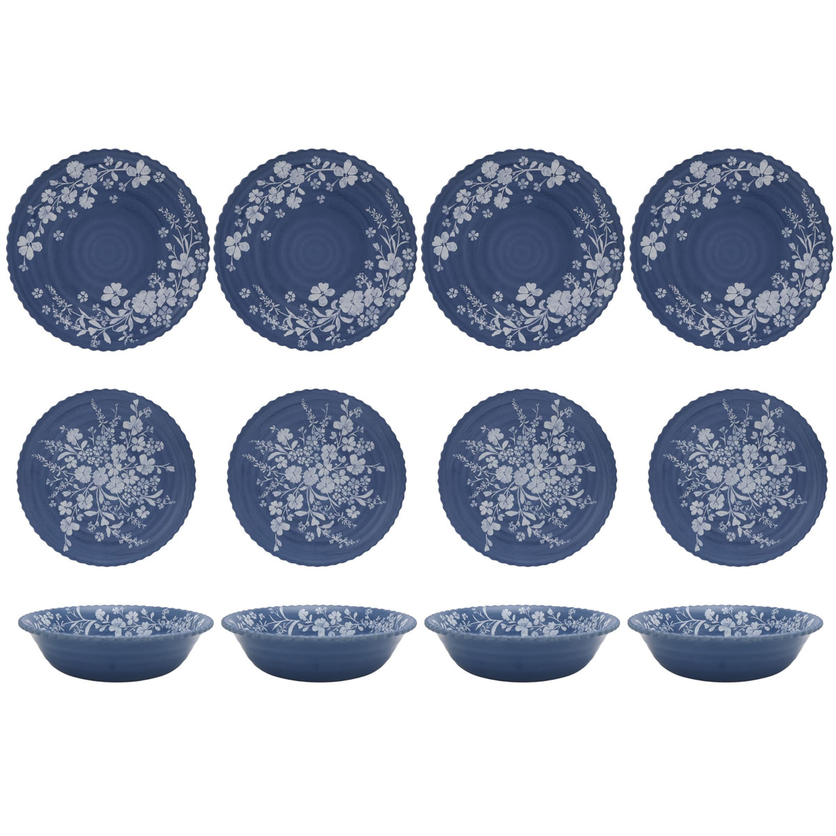 12 Piece Blue Bamboo Melamine Dinnerware Set I1085