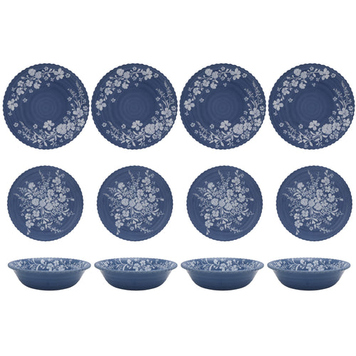 12 Piece Blue Bamboo Melamine Dinnerware Set I1085