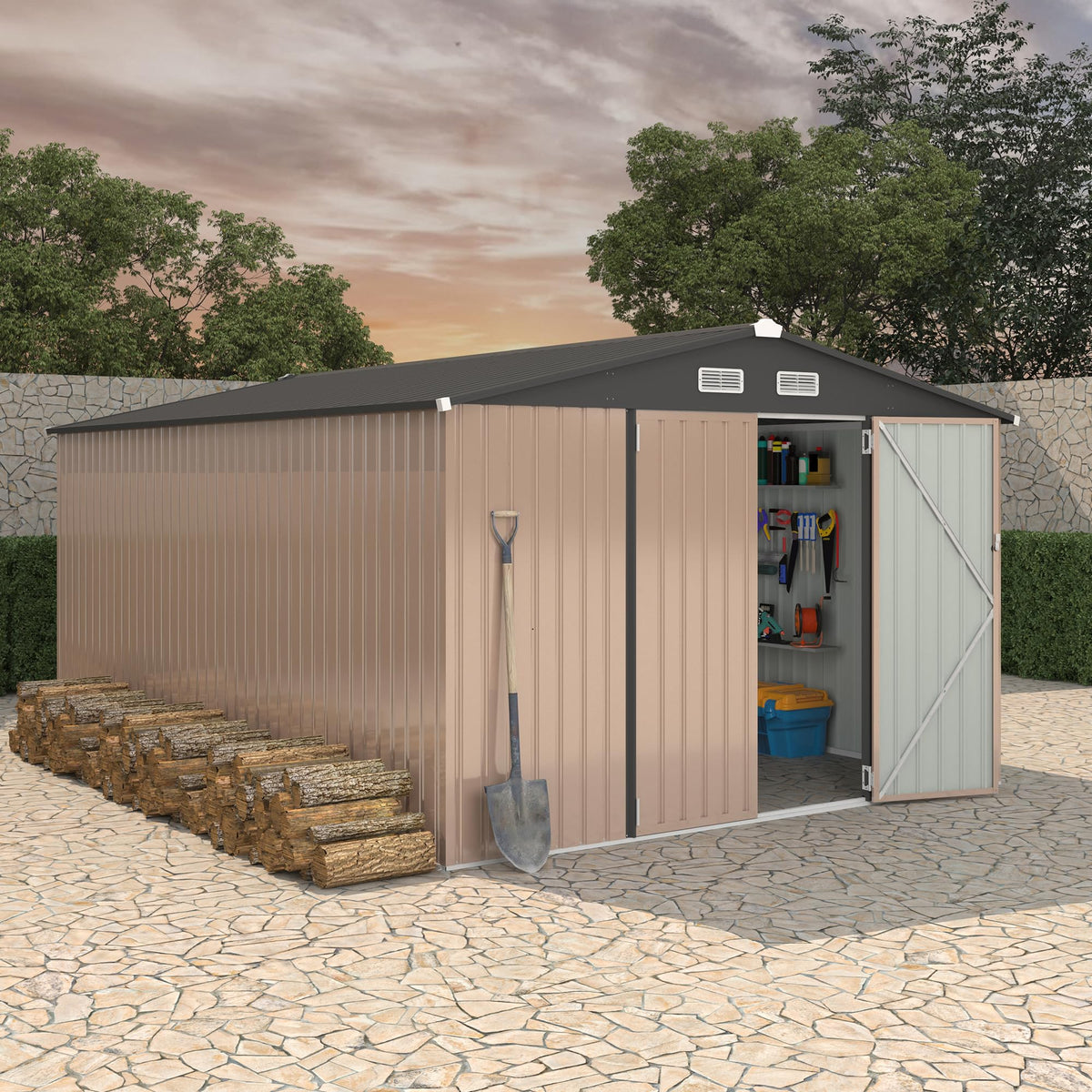 10x14 ft Metal Outdoor Storage Shed B1310