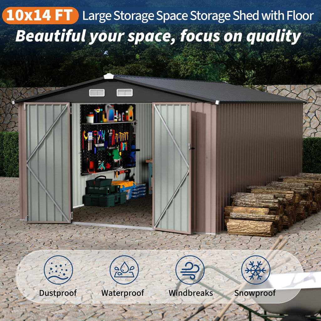 10x14 ft Metal Outdoor Storage Shed B1310