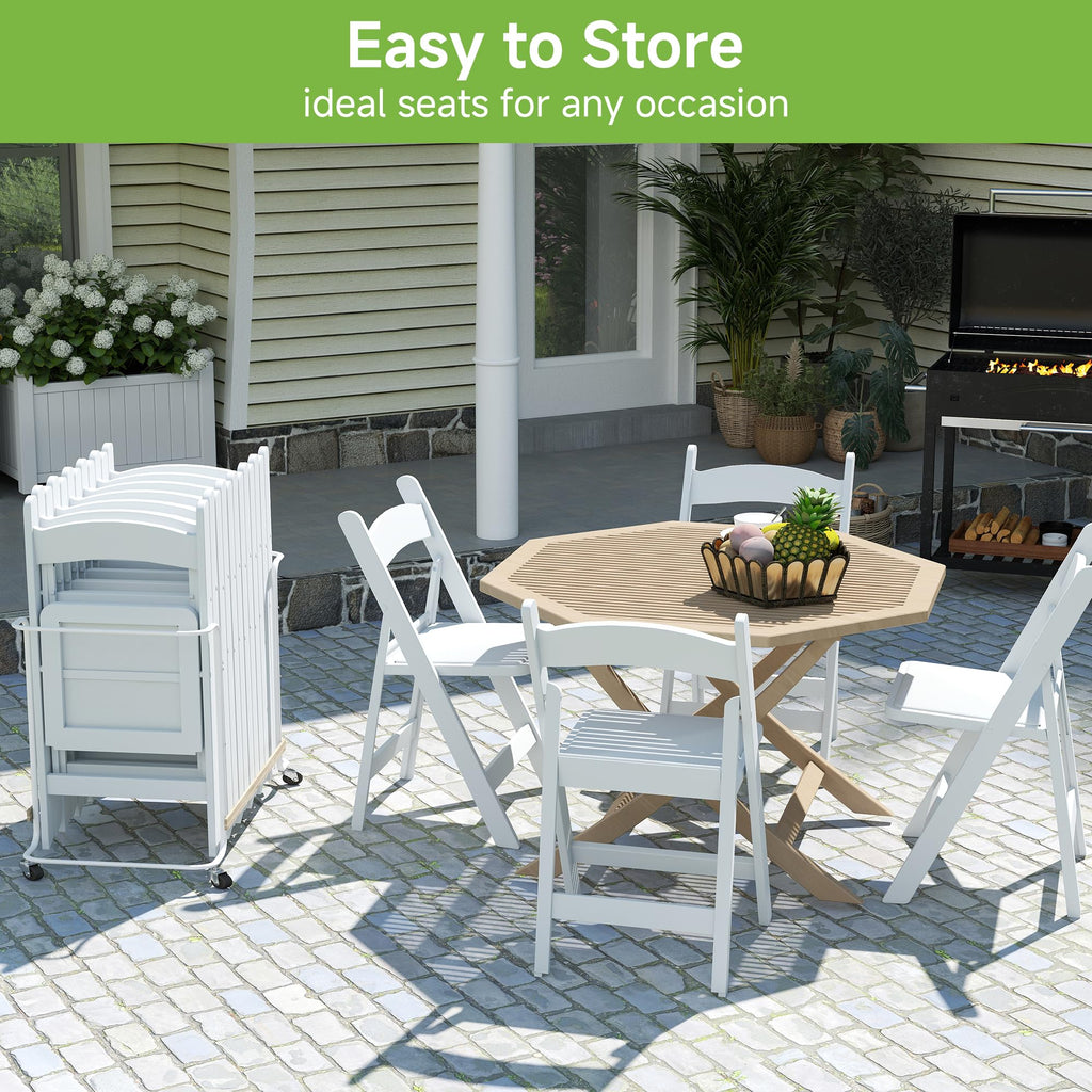 White Resin Folding Chairs with Cushion, 10 Pack S449303