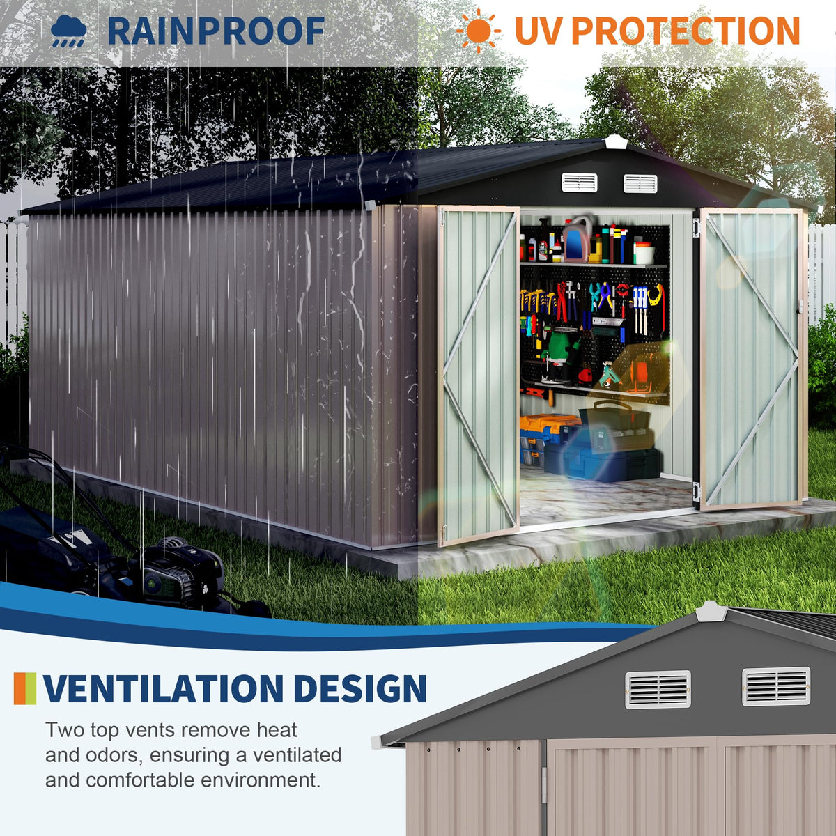 10x14 ft Metal Outdoor Storage Shed B1310