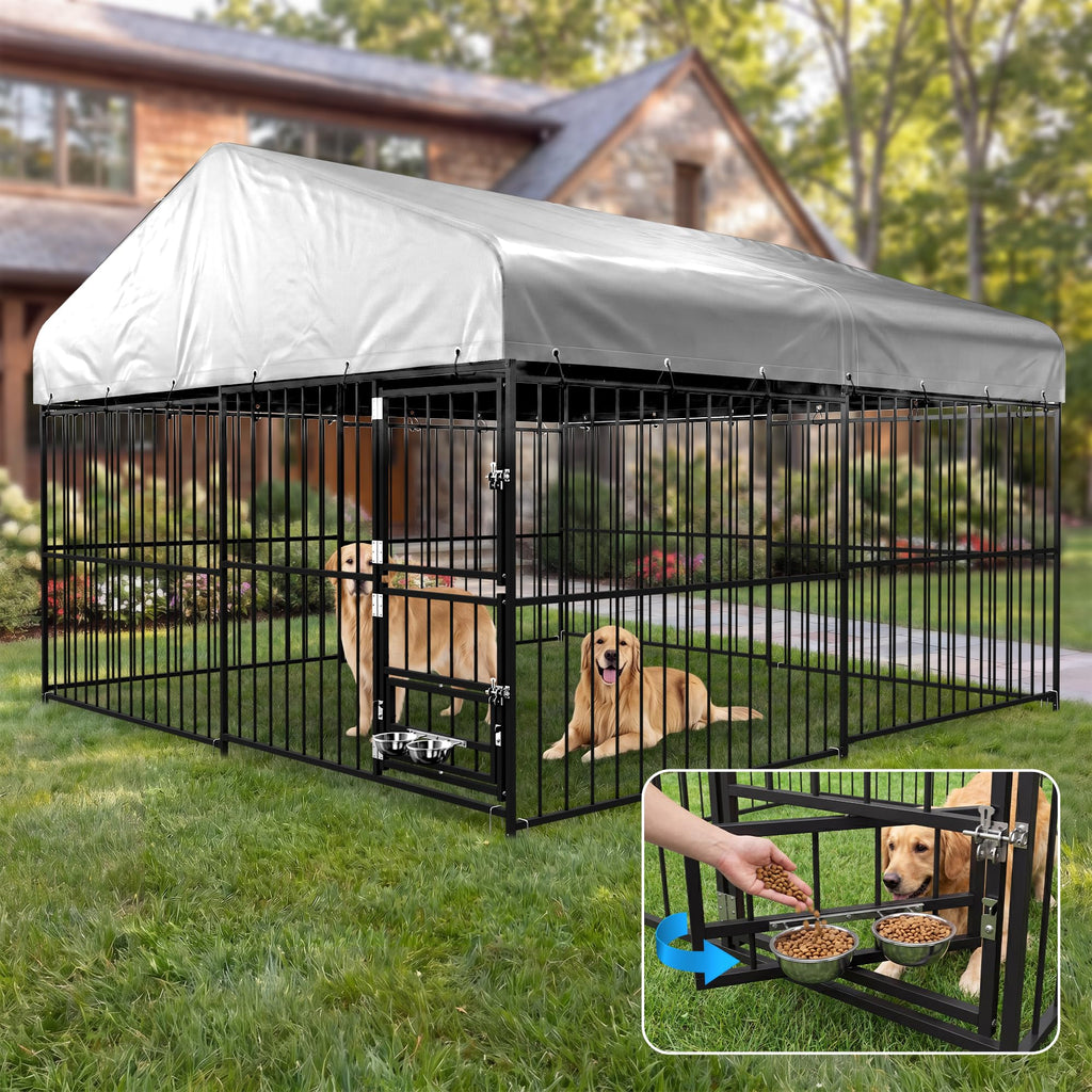 10×10FT Outdoor Dog Kennel with Roof T379418