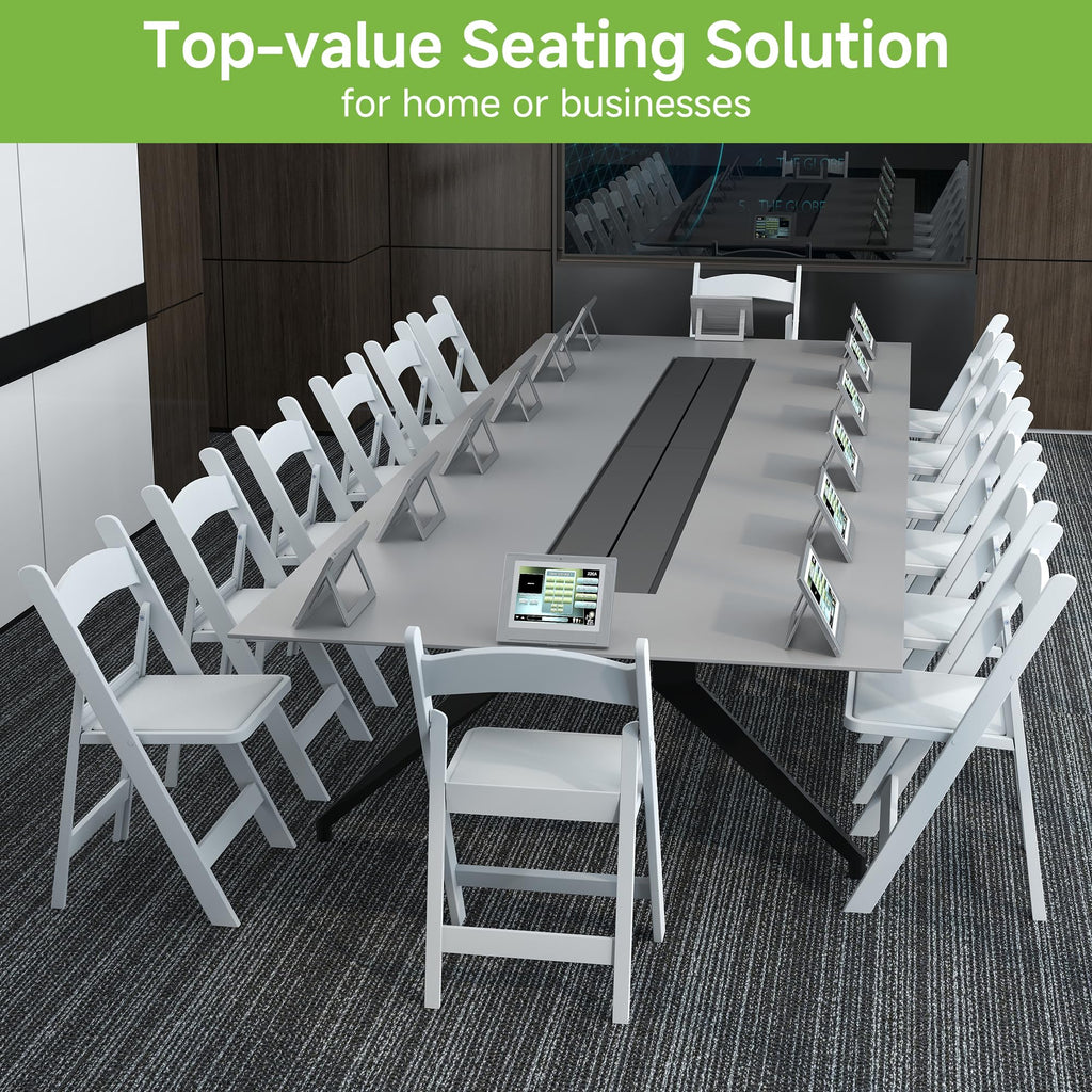White Resin Folding Chairs with Cushion, 10 Pack S449303