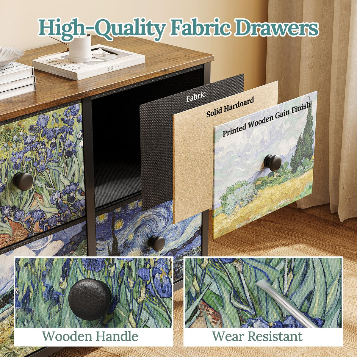 6 Drawer Dresser with Fabric Storage Drawer D2707