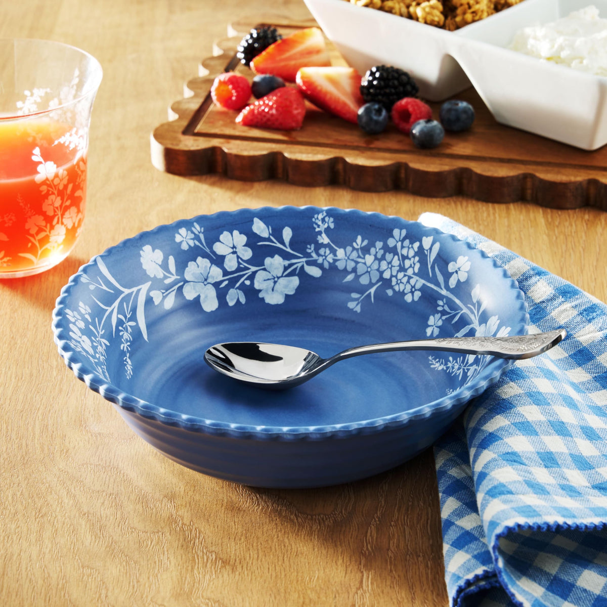 12 Piece Blue Bamboo Melamine Dinnerware Set I1085